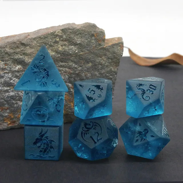 Dark Blue Lightning Glass Dice