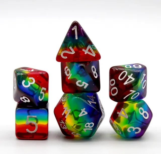 Transparent Rainbow Dice Set