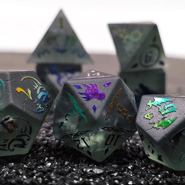 Black Lightning Glass Dice