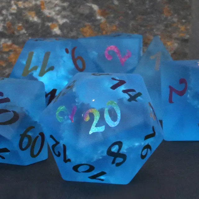 Dark Blue Lightning Glass Dice